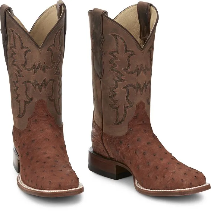 Reinforced Form Windy Weather Justin Mens Ostrich Square Toe Western Boots Style AQ8531