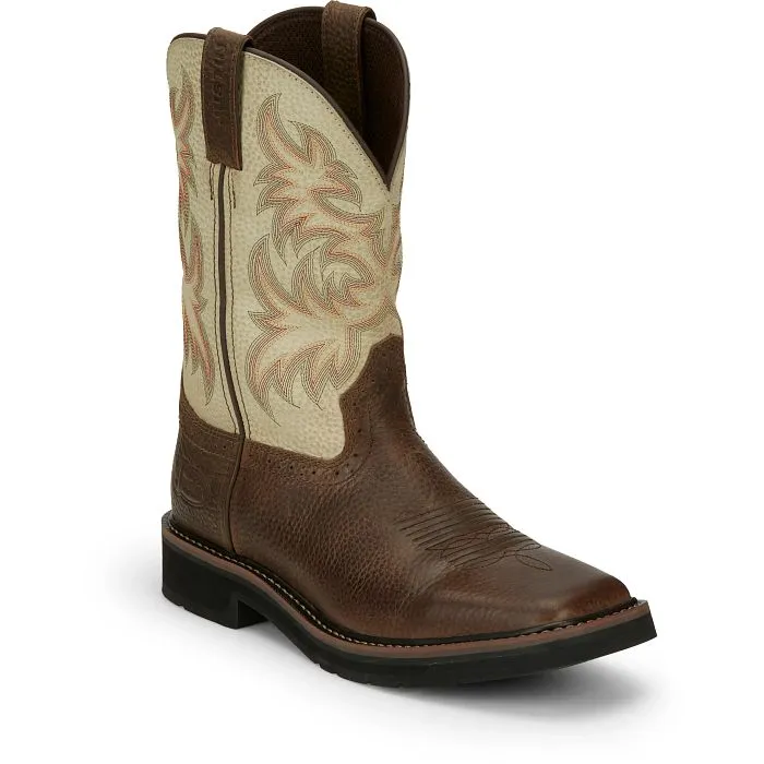 Justin Mens Stampede Western Work Boots Style SE4683 Low Heel