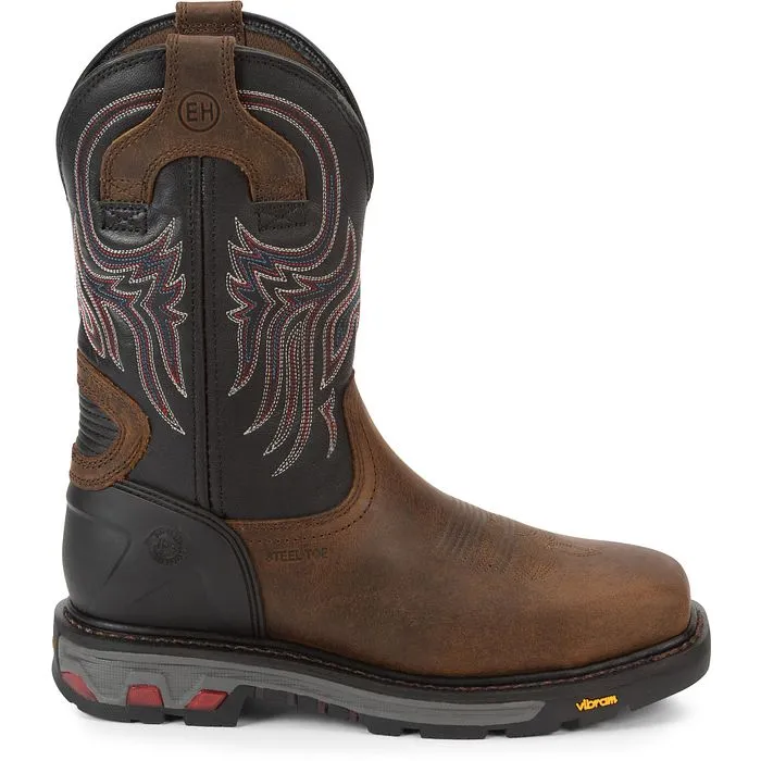 Justin Mens Tanker Steel Toe Western Work Boots Style WK2104 All Purpose Fit Gear Grip Control Shoes