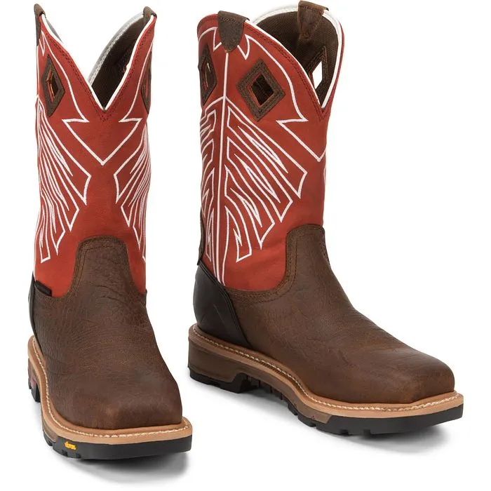 Justin Mens Waterproof Roughneck Steel Toe Work Boots Style WK2115 Padded Interior Urban Traveler