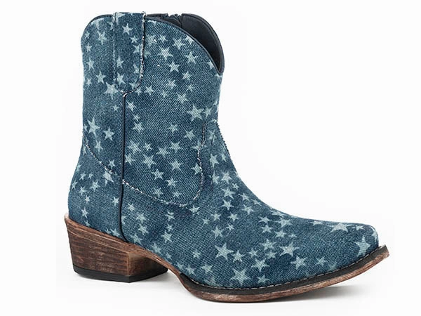Roper Ladies Merica Denim Shortie Boots Style 09-021-1567-2429 Holiday Ready Quick Fit