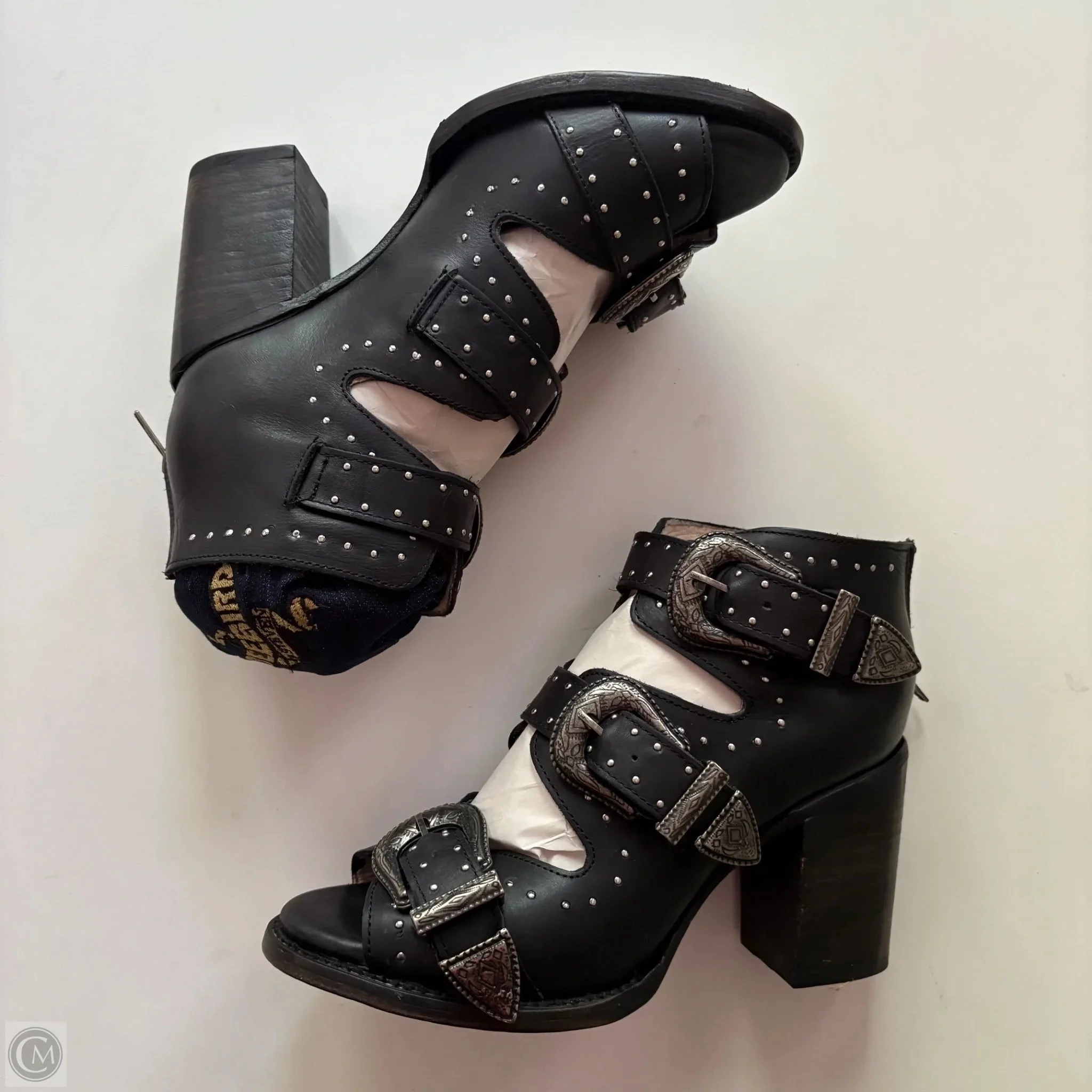 Winter Sandals Pointed Heels Shoes Heels Block By Freebird In Black, Size: 10