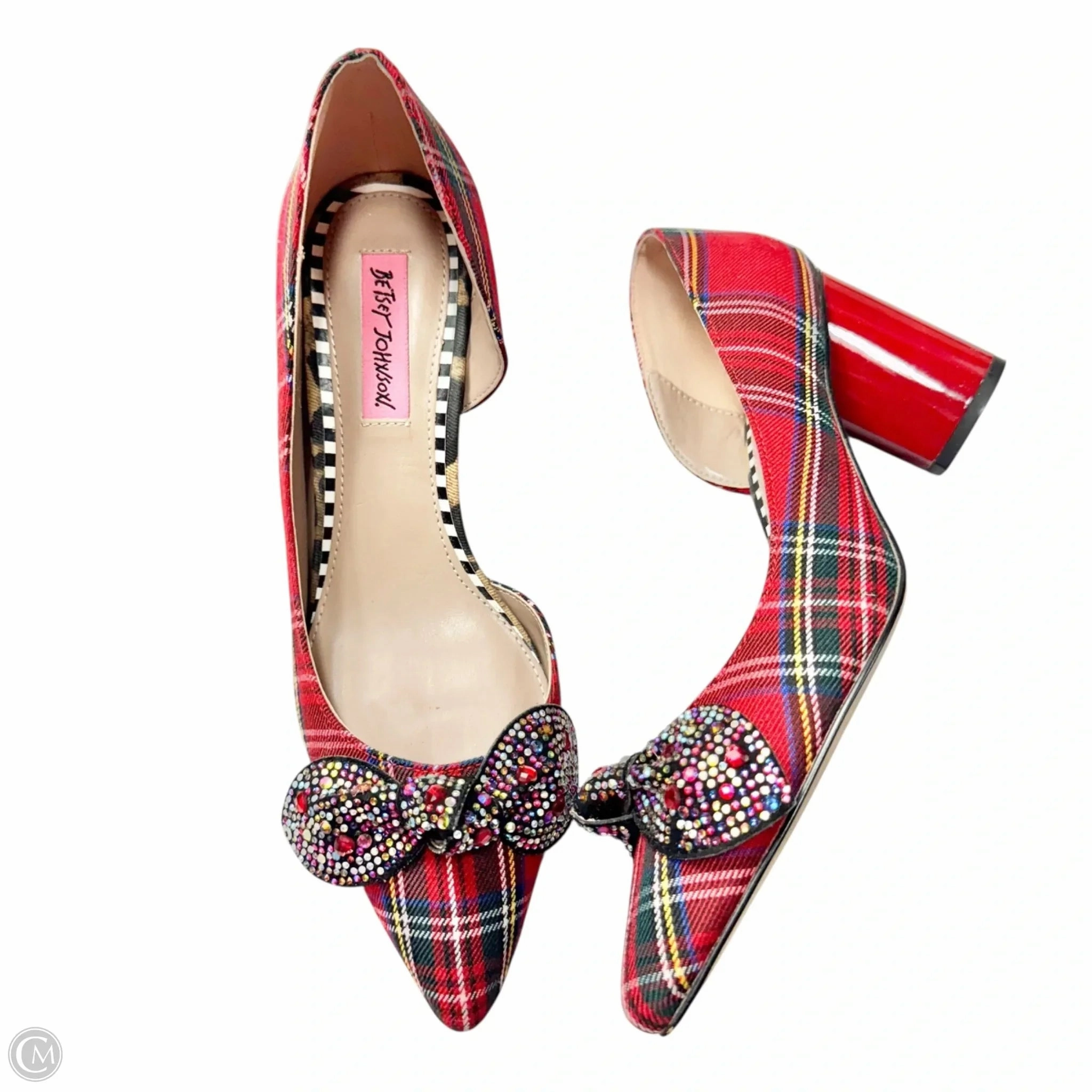 Tuxedo Heels Timeless Footwear Shoes Heels Block By Betsey Johnson In Plaid Pattern, Size: 8.5