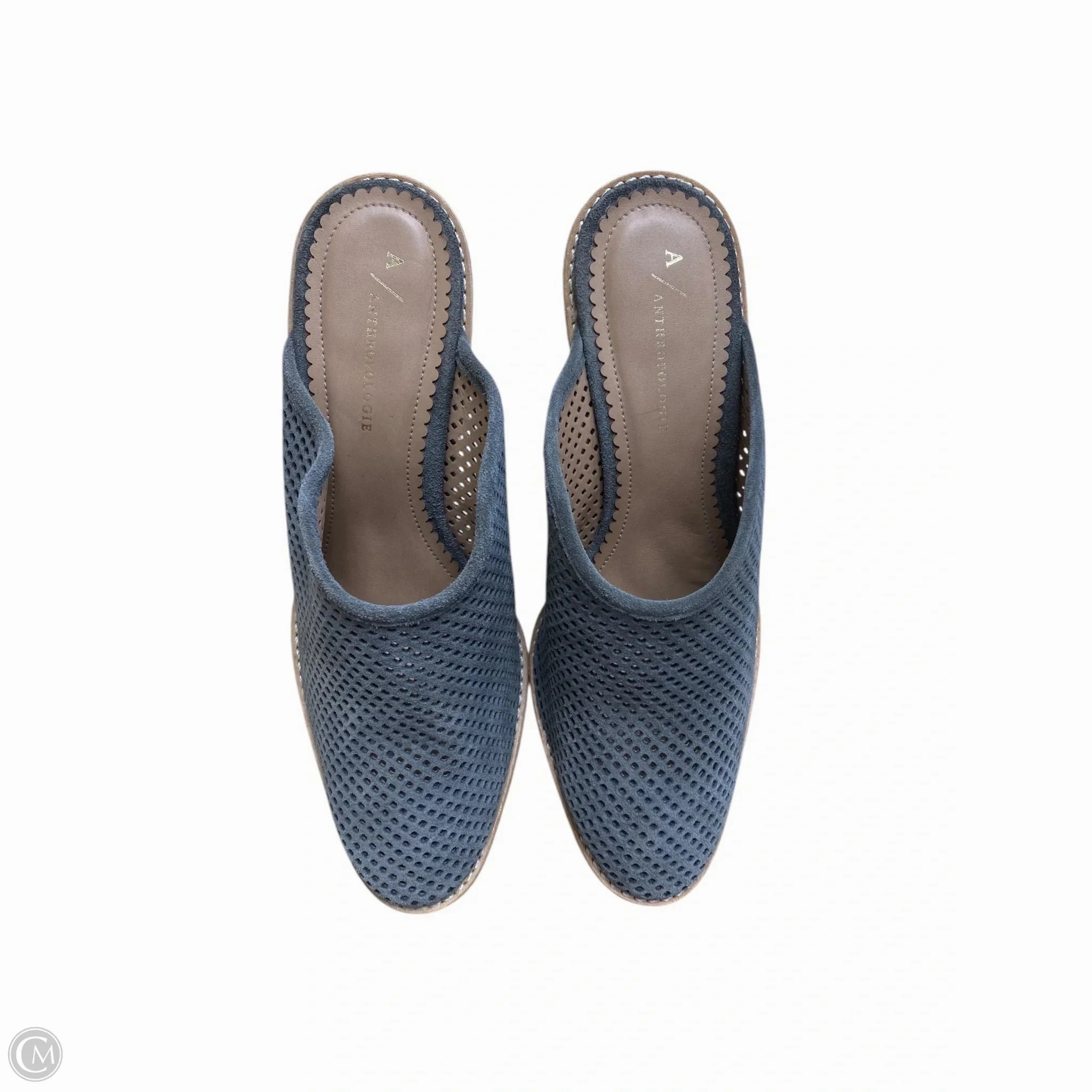 Shoes Heels Block By Anthropologie In Grey, Size: 8 Ankle Strap Heels Soft Sandals