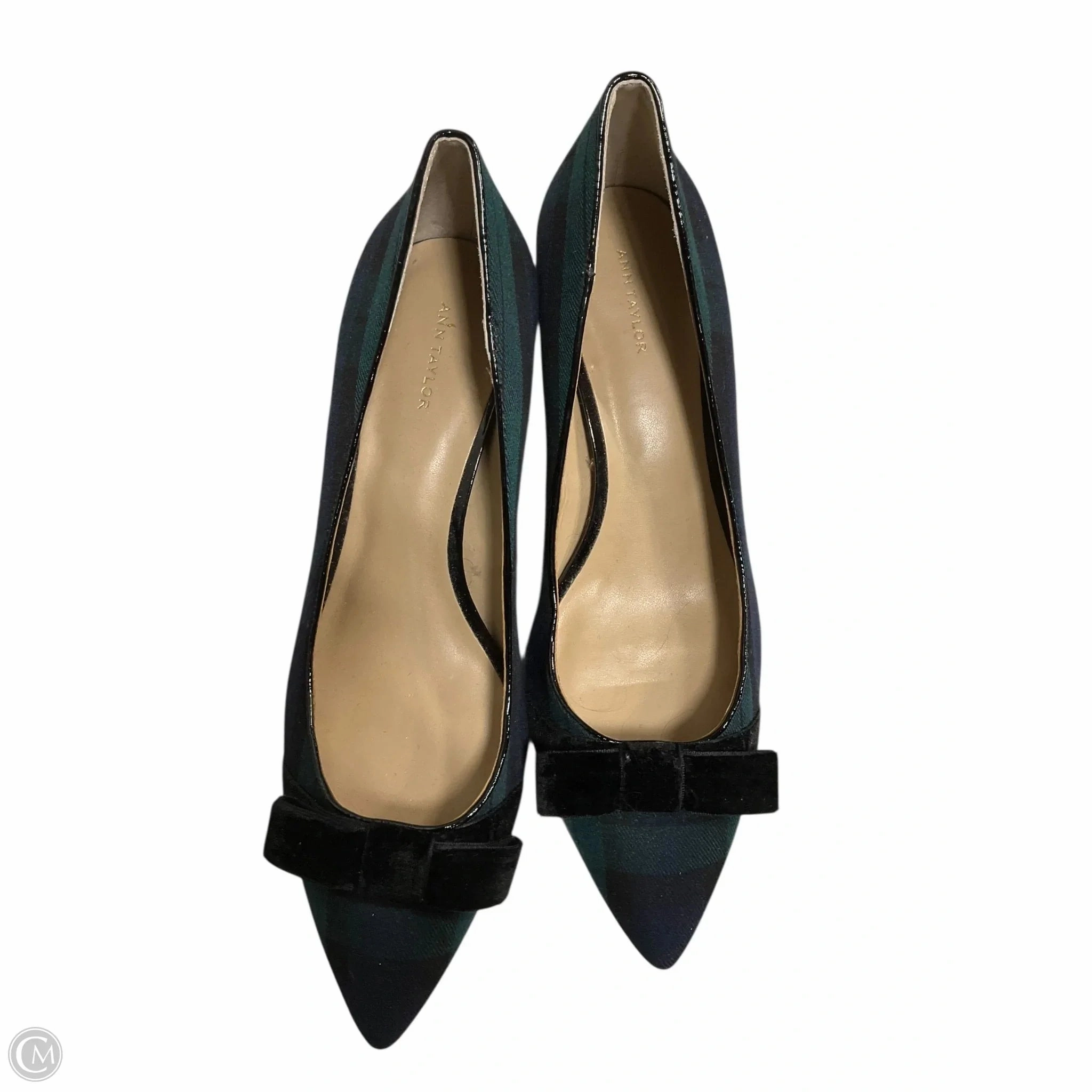 Classic White Heels Shoes Heels Block By Ann Taylor In Blue & Green, Size: 9