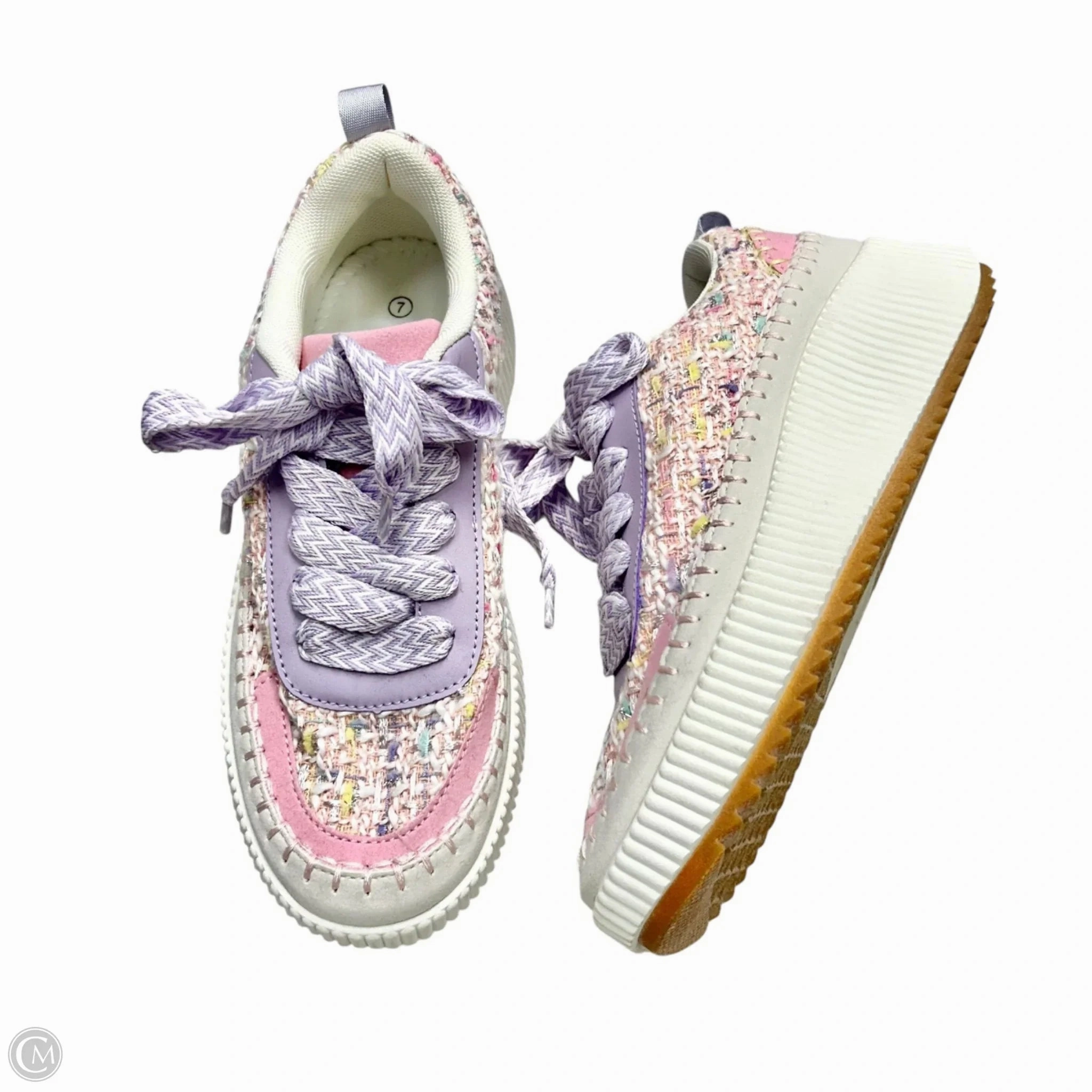 Ventilation Perforations Shoes Sneakers By La Sheelah In Pink & Purple, Size: 7