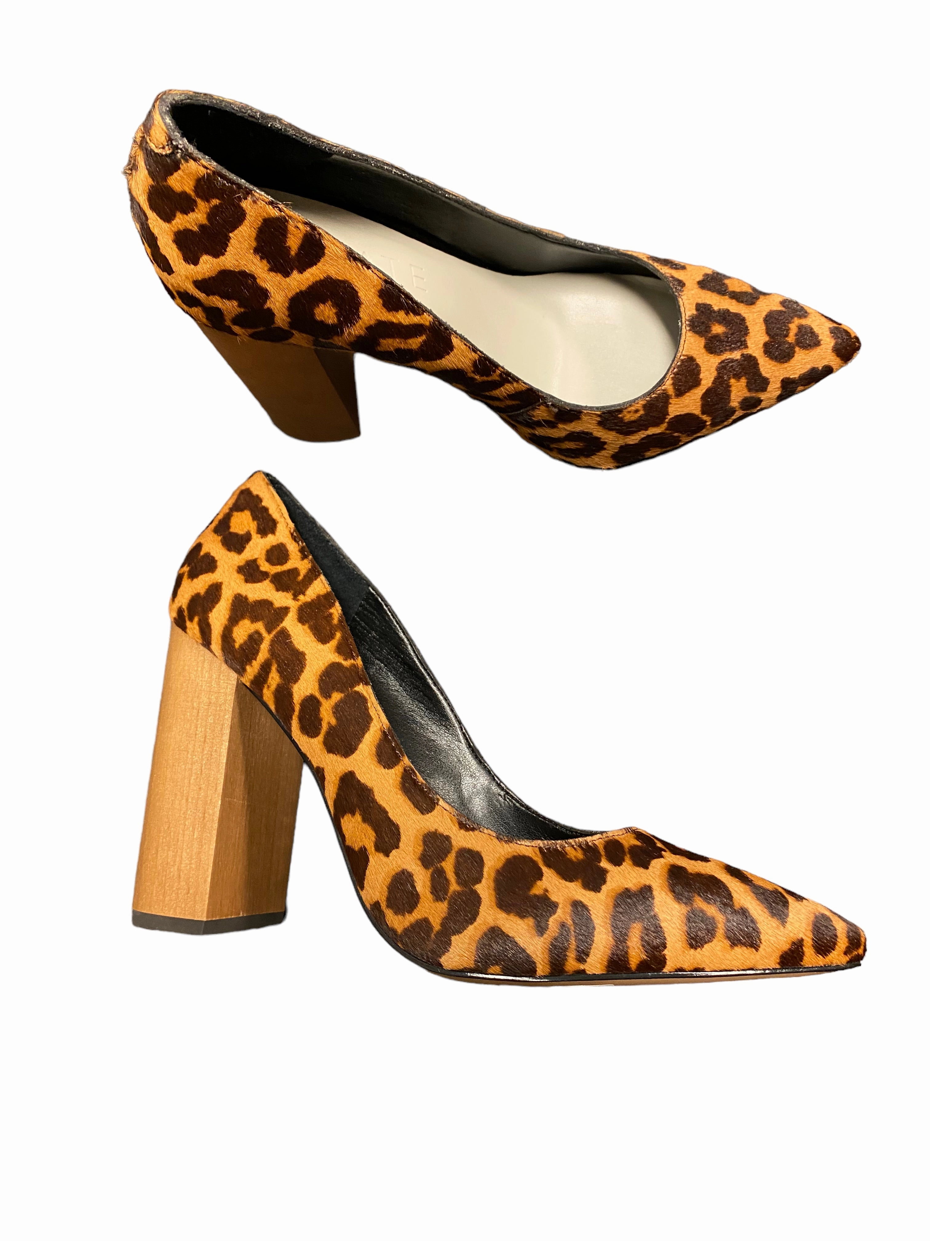 Comfortable Stilettos Stylish Stilettos Animal Print Shoes Heels Block 1.state, Size 7.5