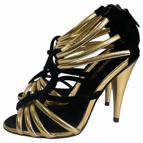 Wedge Wedding Shoes SHOES HEELS STILETTO by ZARA BASIC In BLACK & GOLD, Size: 6