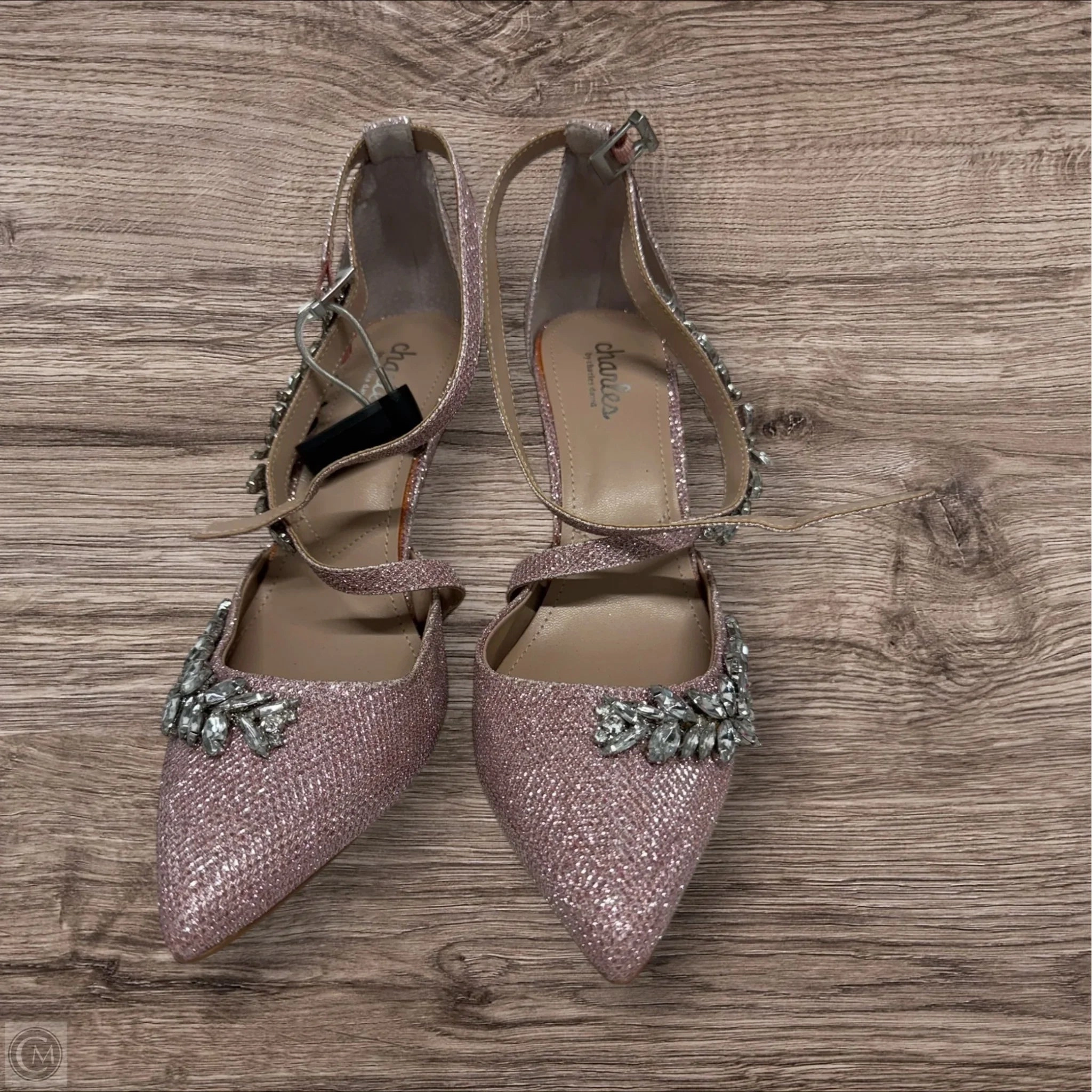 Luxury Sandals Wide Heel Pumps Shoes Heels Stiletto By Charles By Charles David In Pink & Silver, Size: 8.5