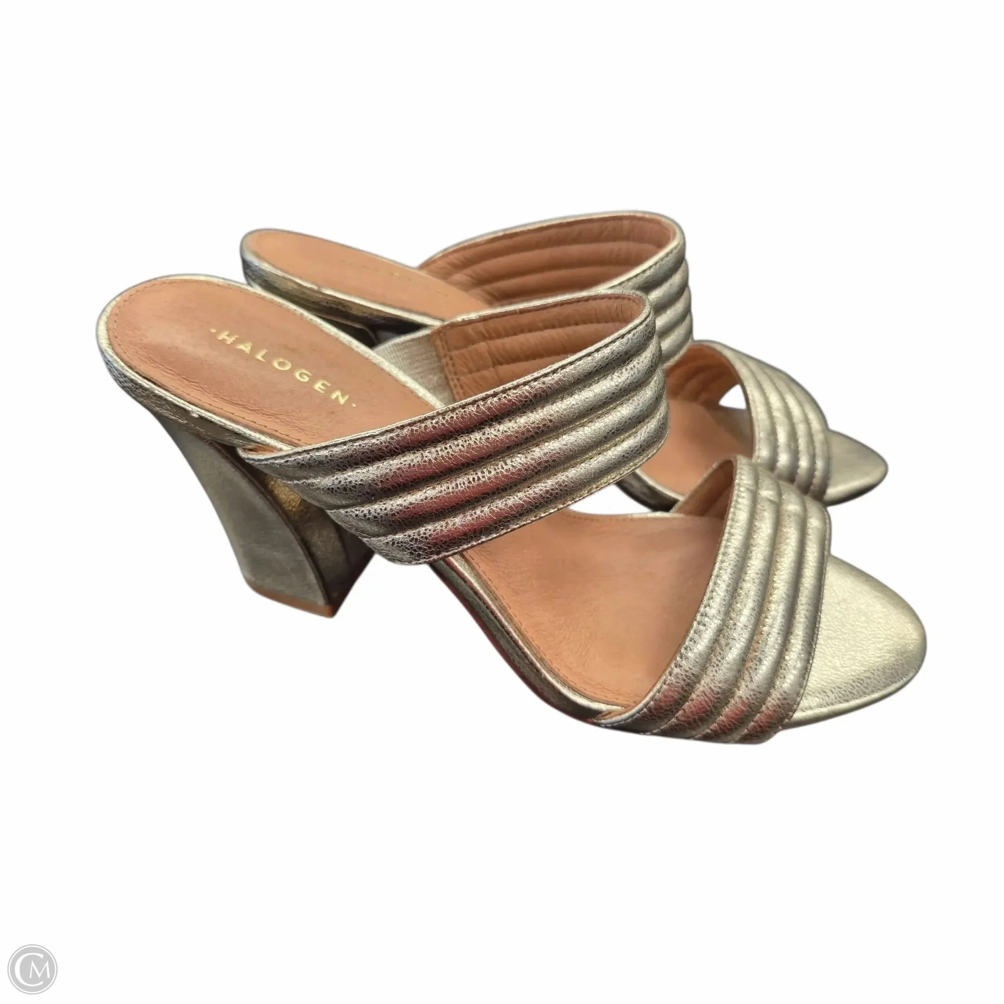 Shoes Heels Block By Halogen In Gold, Size: 7 Fashion Stiletto Sandals Floral Stilettos