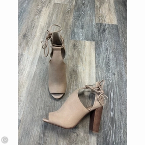 Leather Heeled Sandals Bejeweled Heels Shoes Heels Block By Splendid In Tan, Size: 8.5