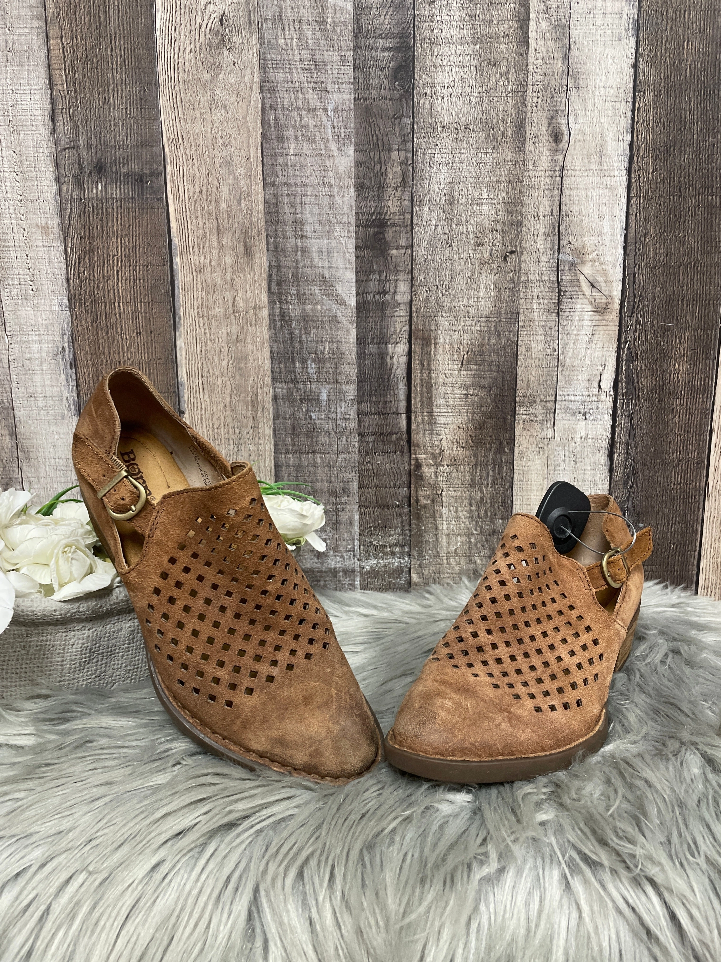 Shoes Heels Block By Born In Brown, Size: 8 Peep Toe Sandals for Party