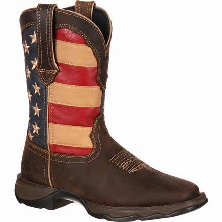 DURANGO LADY REBEL PATRIOTIC WOMENS PULL-ON WESTERN FLAG BOOT STYLE RD4414 Water Wall