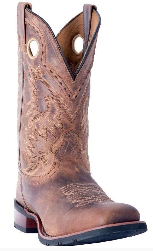 Laredo Mens Distressed Tan Kane Square Toe Western Boots Style 7812 Memory Foam