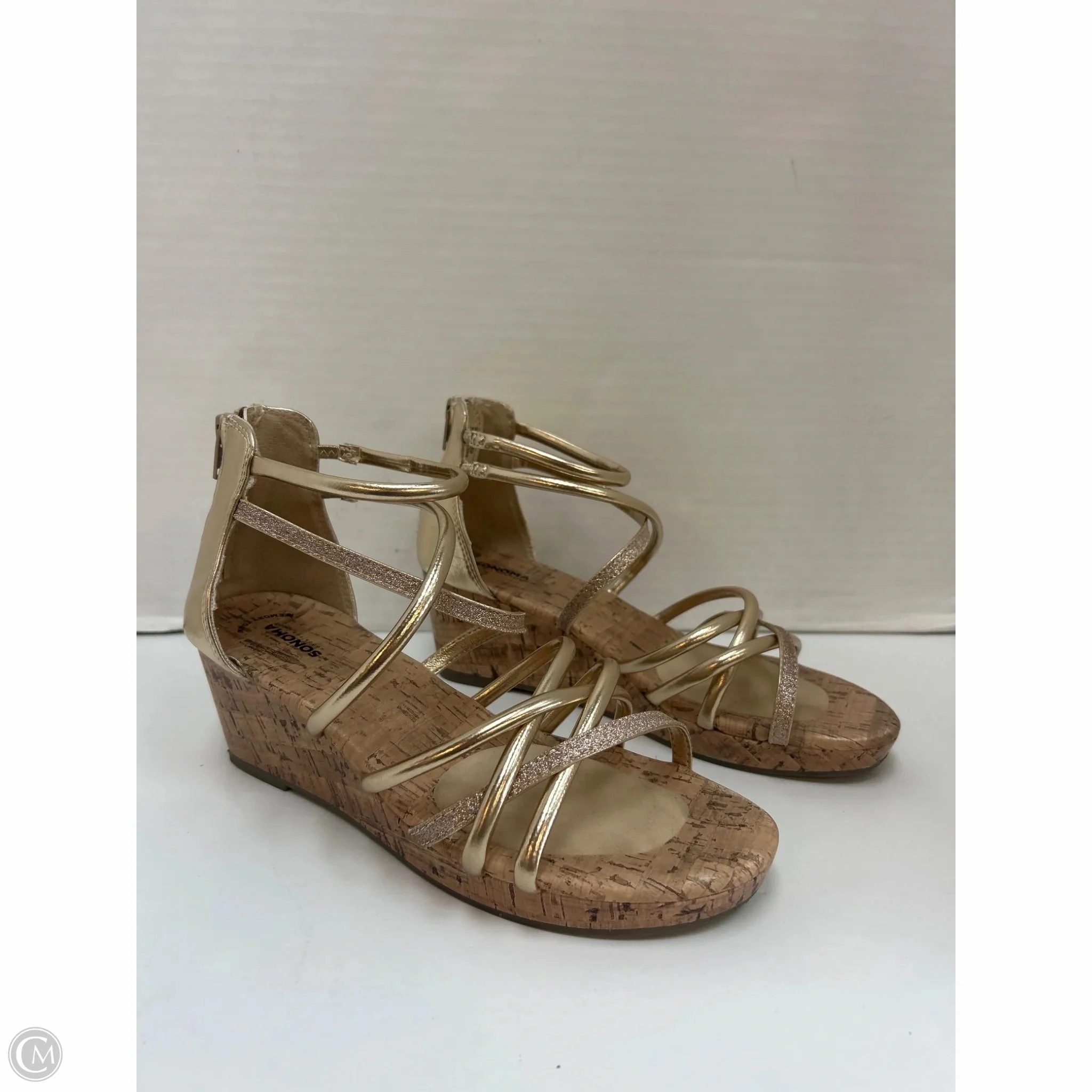 Shoes Heels Block By Sonoma In Gold, Size: 6 Vintage Style Heels