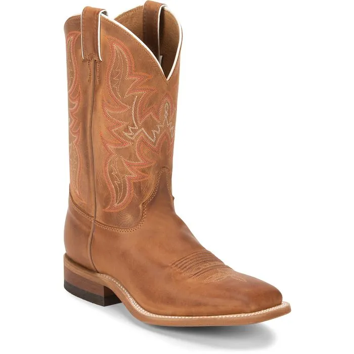 Justin Mens Bent Rail Square Toe Western Boots Style BR735 Retro feel Ranch Mode