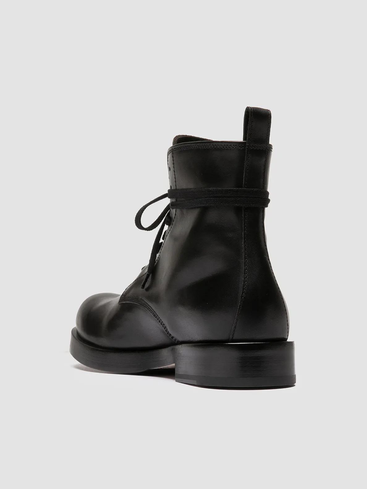 Open Toe BULLA 002 - Black Leather Lace-up Boots