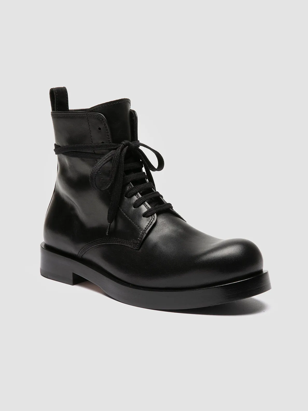 Climber Lace-Up Closure BULLA 002 - Black Leather Lace-up Boots