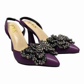 Buckle Detail Shoes Heels Stiletto By Cme In Purple, Size:9.5