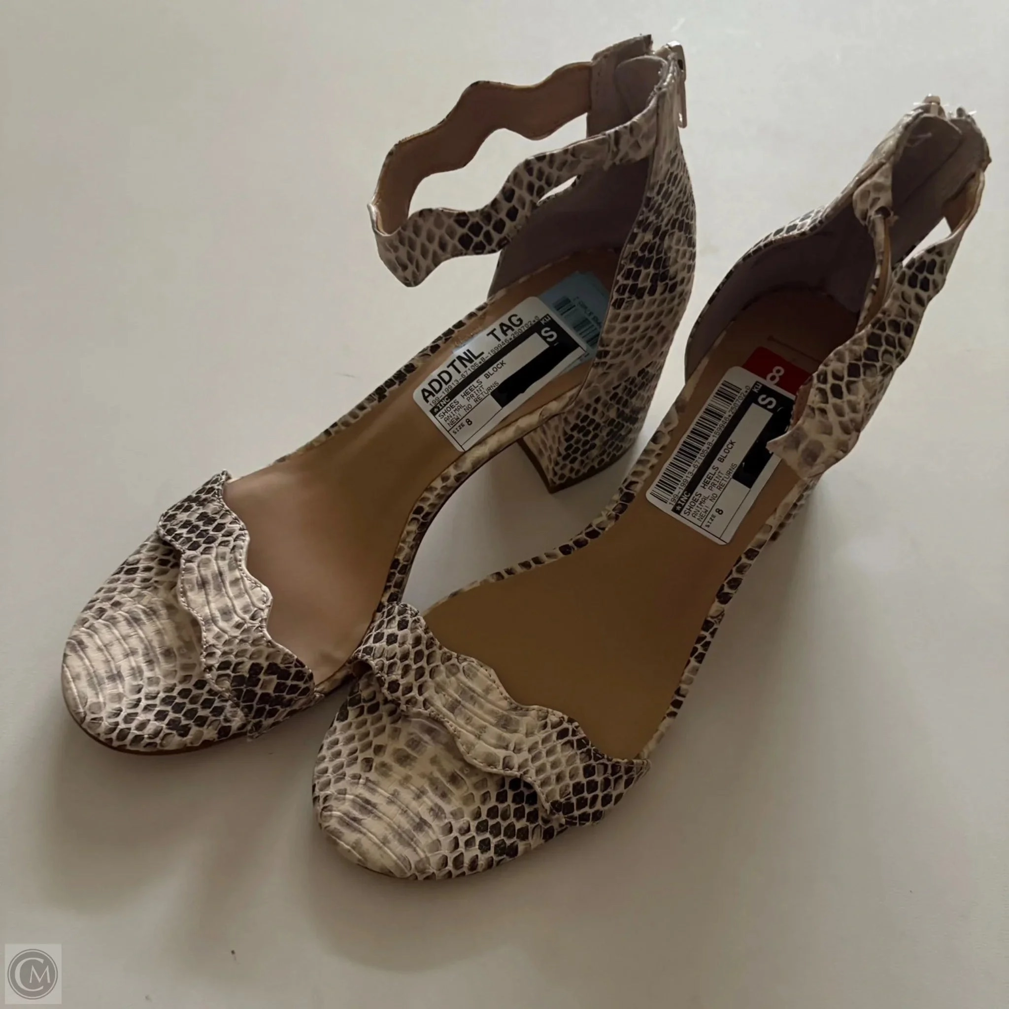 Ankle Strap Heels Shoes Heels Block By Inc In Animal Print, Size: 8
