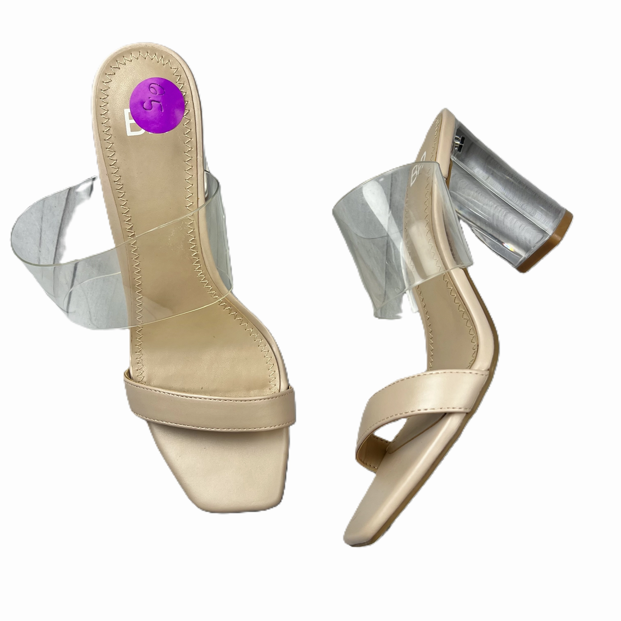 Pink Shoes Heels Block By Bare Traps, Size: 6.5 Mesh Upper Pointed Heels