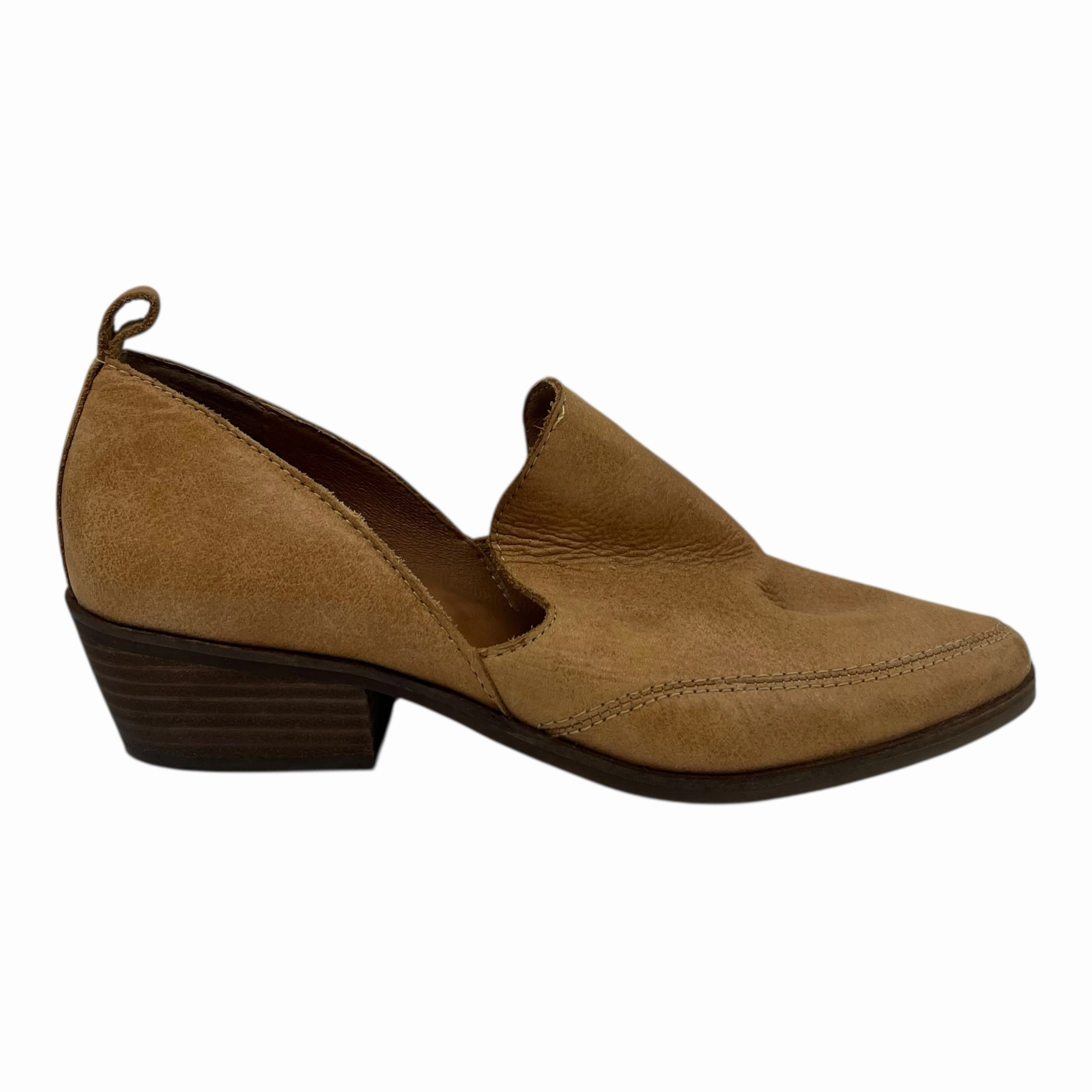 Suede Trendy Sandals Shoes Heels Block By Lucky Brand In Tan, Size:7.5