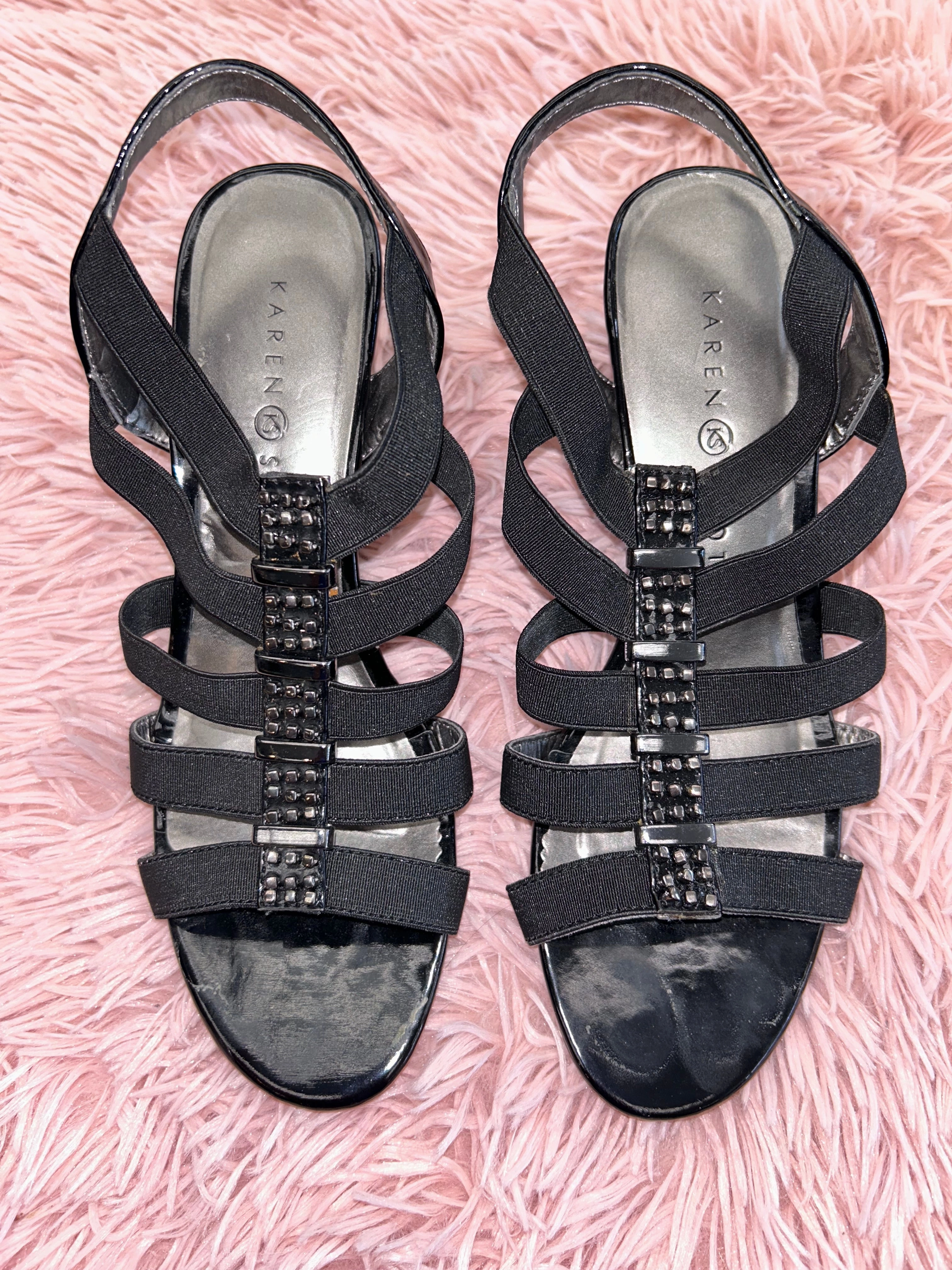 Moisture wicking Pink Stiletto Heels Black Shoes Heels Block Karen Scott, Size 7