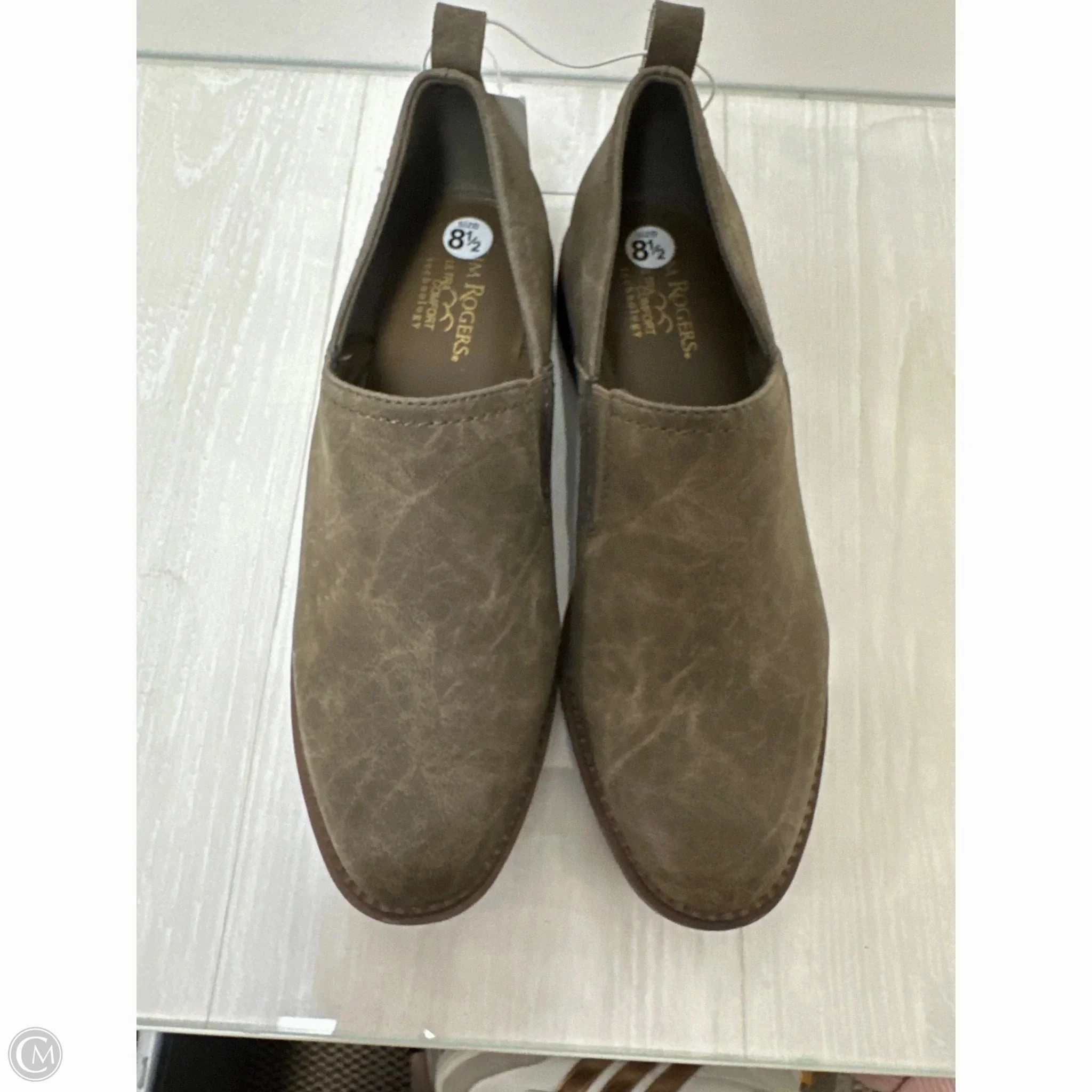 Round Toe Classy Sandals Shoes Heels Block By Kim Rogers In Grey, Size: 8.5