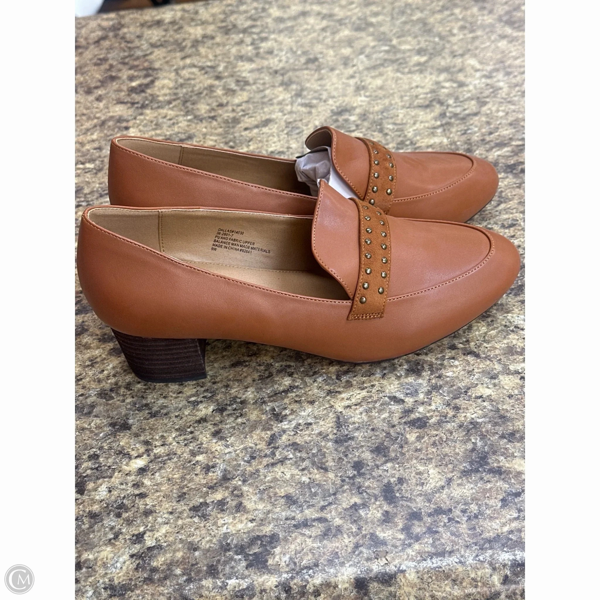 Shoes Heels Block By Comfortview In Brown, Size: 9 Embroidered