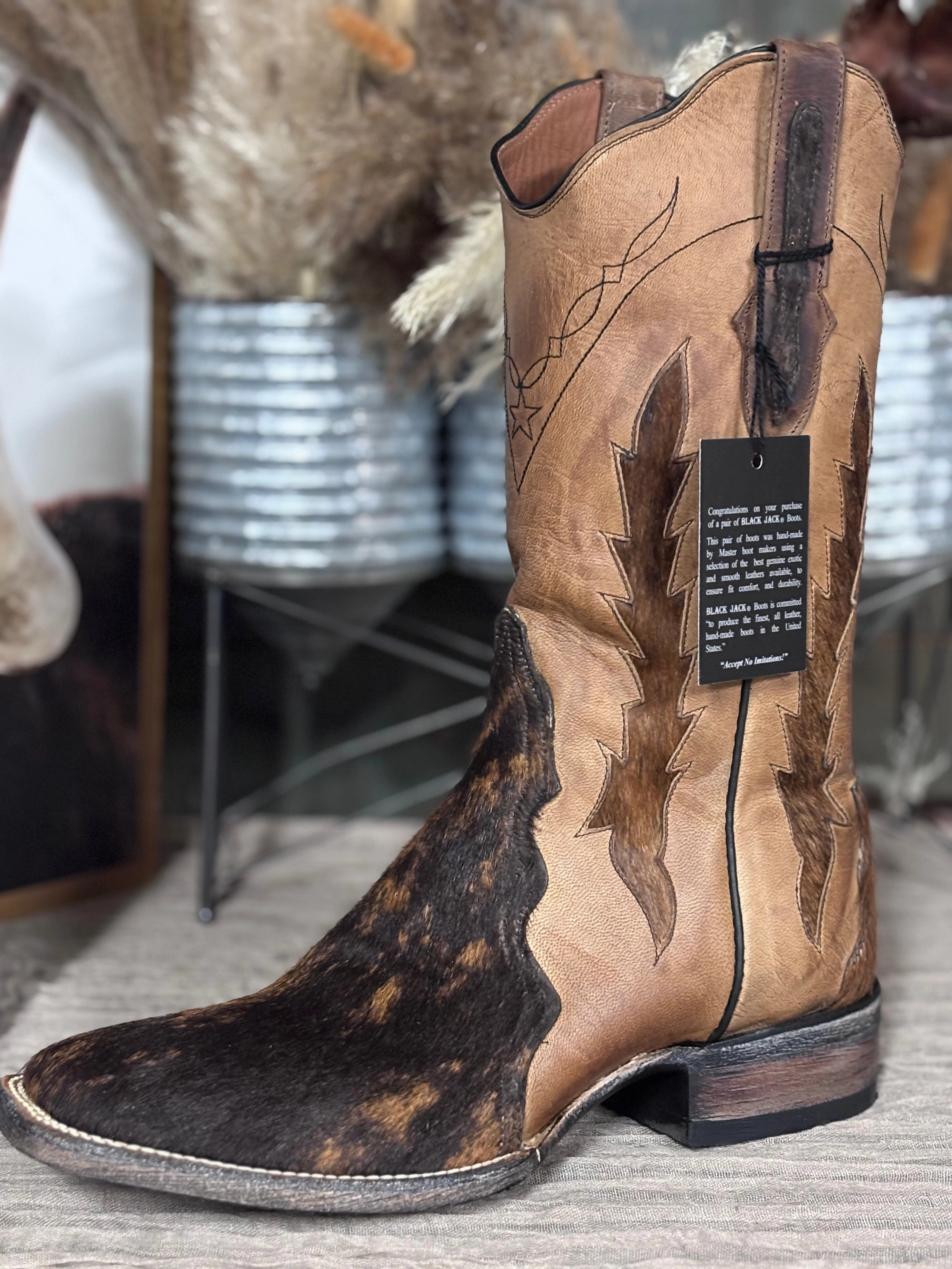 Trendsetting Style Black Jack Hair On Calf Boots