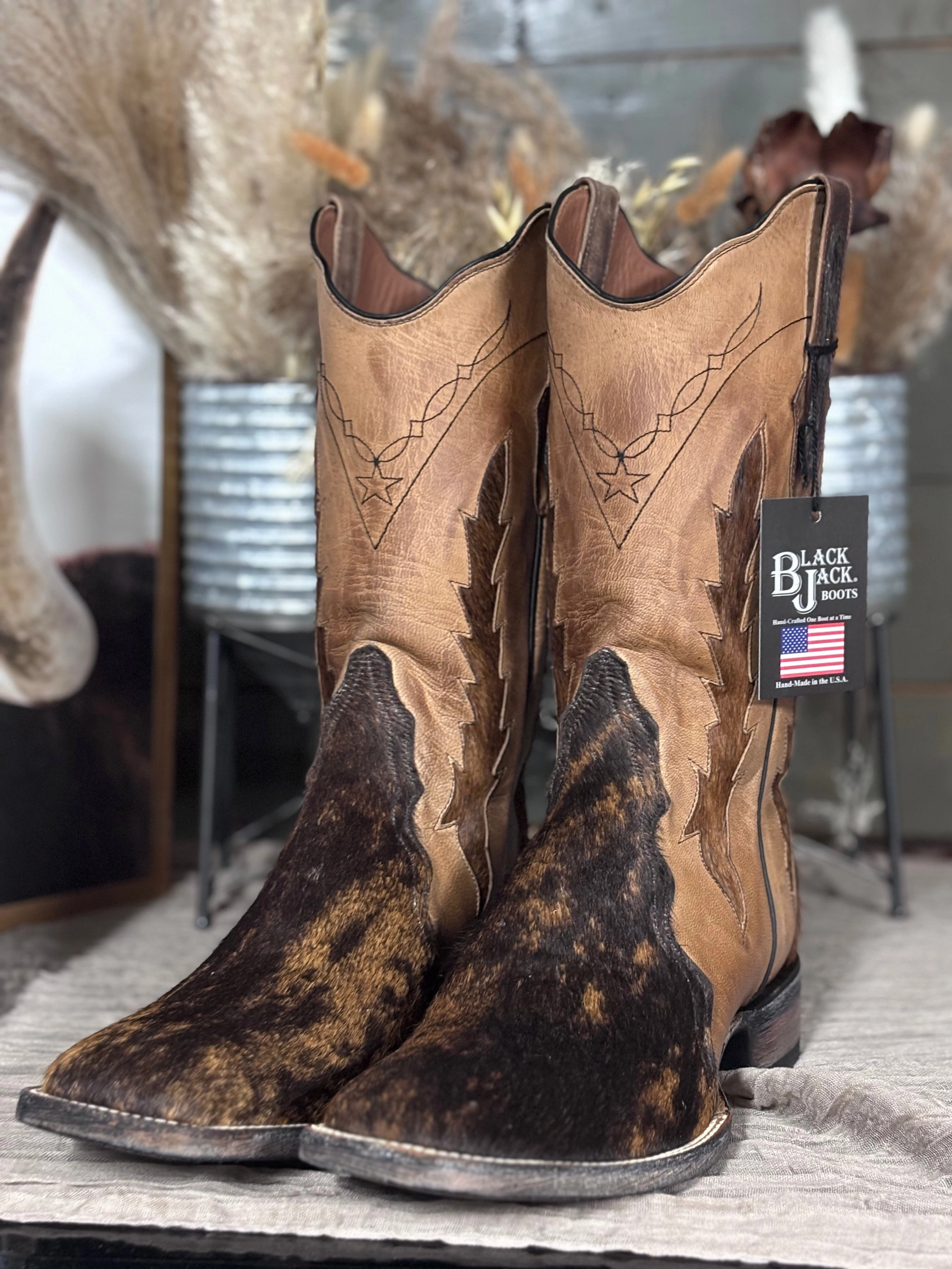 Black Jack Hair On Calf Boots Comfort Lining Cold Weather Commuter Comfortable Style