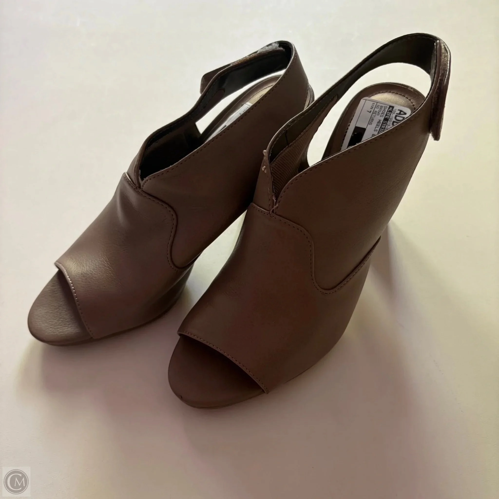 Synthetic Bejeweled Heels Shoes Heels Block By Life Stride In Brown, Size: 7