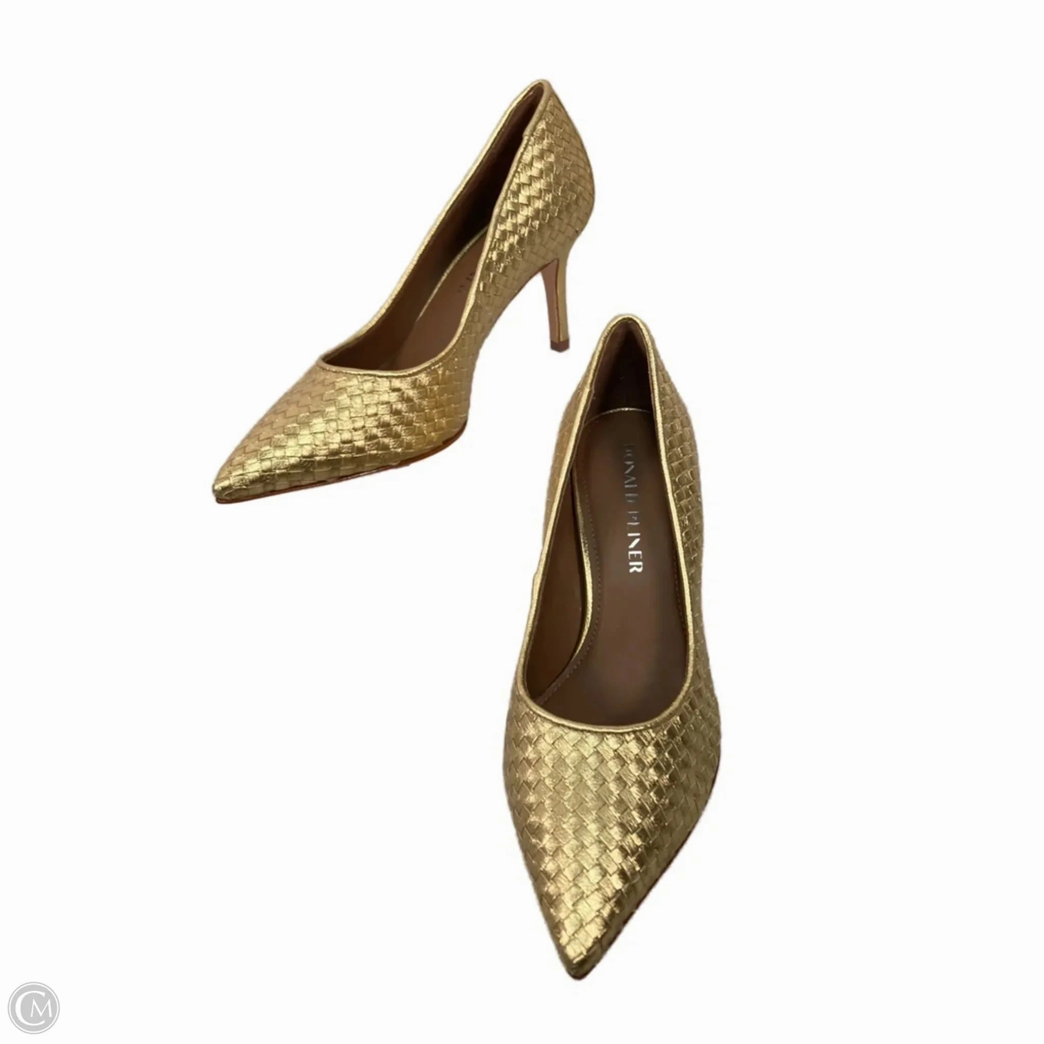 Pointed Heeled Shoes Breathable Lining Shoes Heels Stiletto By Donald Pliner In Gold, Size: 7