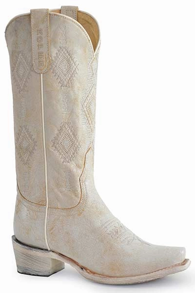 Roper Ladies Snip Toe White Aztec Boot Style 09-021-7619-8510 Rock Star