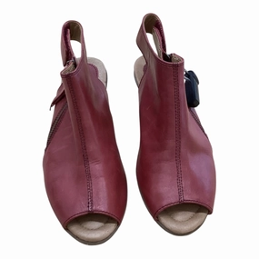 Pointed Toe Shoes Heels Block By Earth In Red, Size:5.5