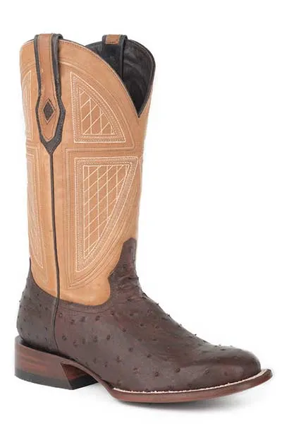 Stetson Mens Red Lodge Ostrich Square Toe Boots Style 12-020-1852-0273 Shock Absorbing Snowy Path
