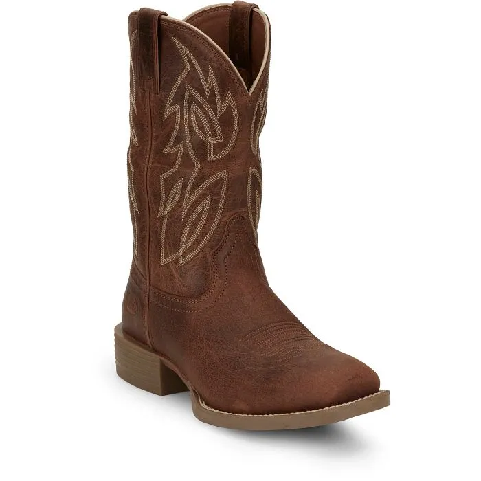 JUSTIN MENS CANTER SQUARE TOE WESTERN BOOTS STYLE SE7516 Travel Easy Walking Comfort