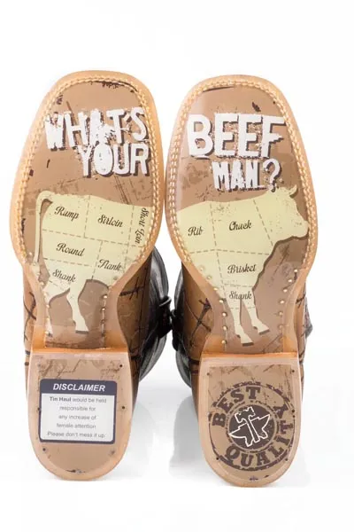 Tin Haul Don't Fence Me In Cowboy Boots Style 14-020-0007-0081 Protective Finish Rough Terrain Good Arch Support