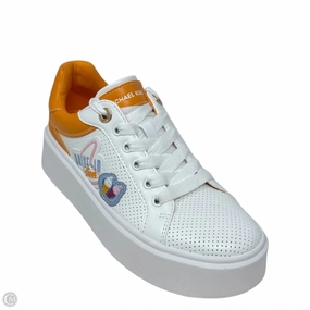 Soft Form Romey Embellished Mixed-Media Sneakers By Michael By Michael Kors In Orange & White, Size: 6.5