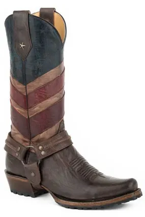 Leather Material ROPER MENS OLD GLORY HARNESS BIKER BOOTS STYLE 09-020-7001-1164