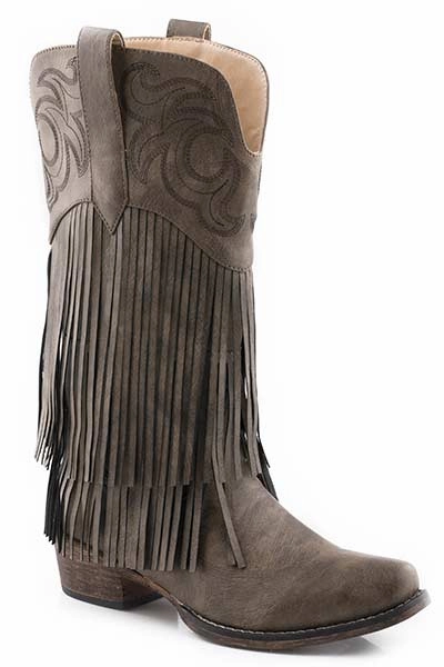 Roper Brown Ladies Fringe Snip Toe Boot Style 09-021-1566-3019 Easy Wear