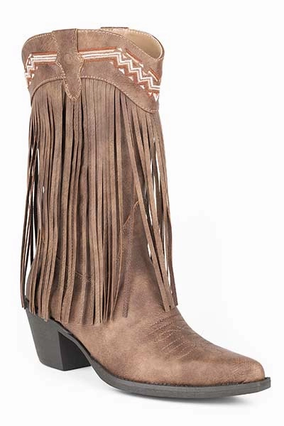 Mud Resistant Mountain Hike Urban Fashion Roper Brown Ladies Round Toe Fringe Style 09-021-1556-0703