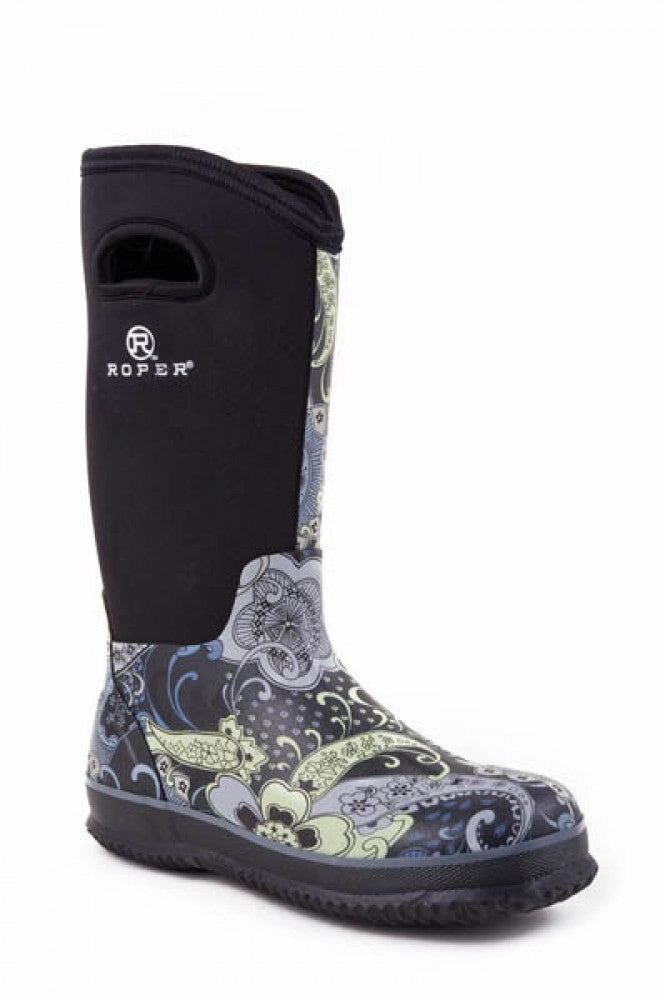 Roper LADIES FOOTWEAR RUGGED NEOPRENE TALL BARNYARD BOOT Style 09-021-1136-0043 BL Stable Support Snow Trekker