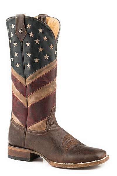 ROPER LADIES OLD GLORY SQUARE TOE BOOTS STYLE  09-021-7001-1141 Lightweight Surfer