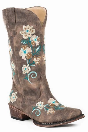 Fashionable Design Roper Ladies Snip Toe Riley Floral Boot Style 09-021-1566-2419