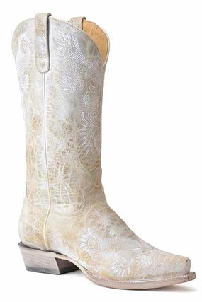 Ranch Mode Comfort Flex Roper White Ladies Snip Toe Brown Boot Style 09-021-7619-8408