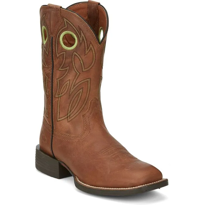 JUSTIN MENS BOWLINE HAZEL BROWN SQUARE TOE WESTERN BOOTS STYLE SE7521 Anti Odor Outdoor Trek
