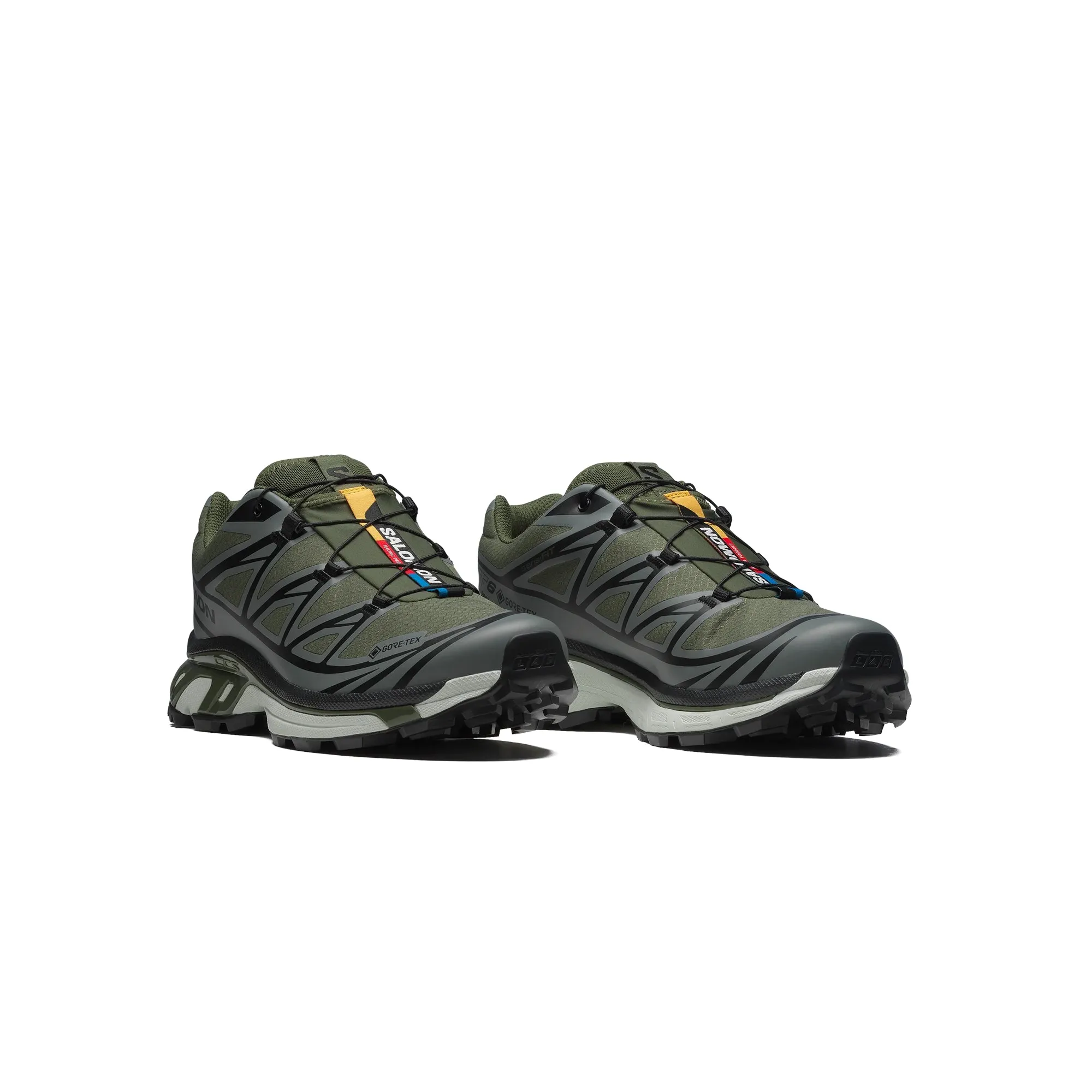 leather - upper - feature shoes elastic - lacing running shoes Salomon Mens XT-6 Gore-Tex Shoes