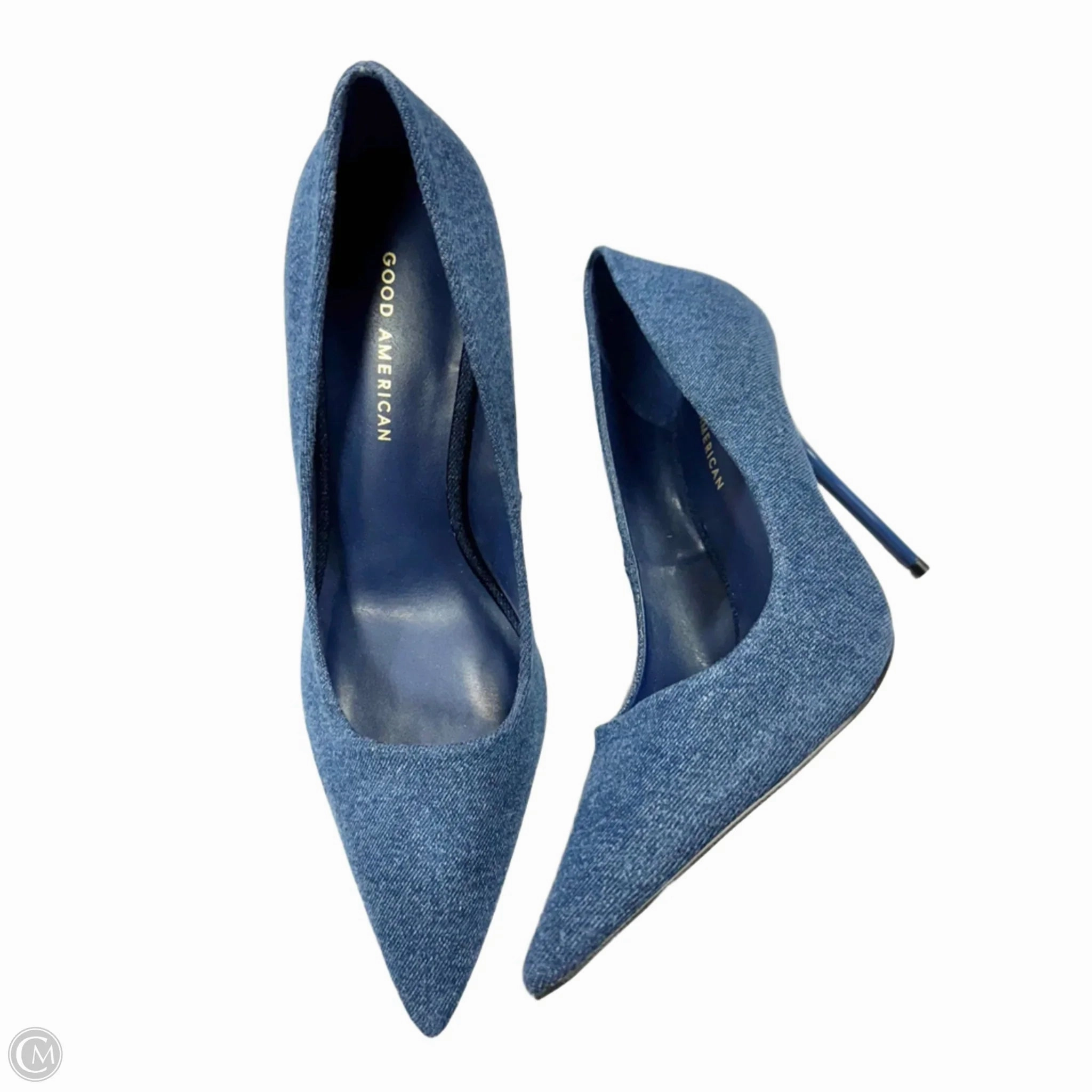 Luxe Wedding Footwear Shoes Heels Stiletto By Good American In Blue Denim, Size: 10.5