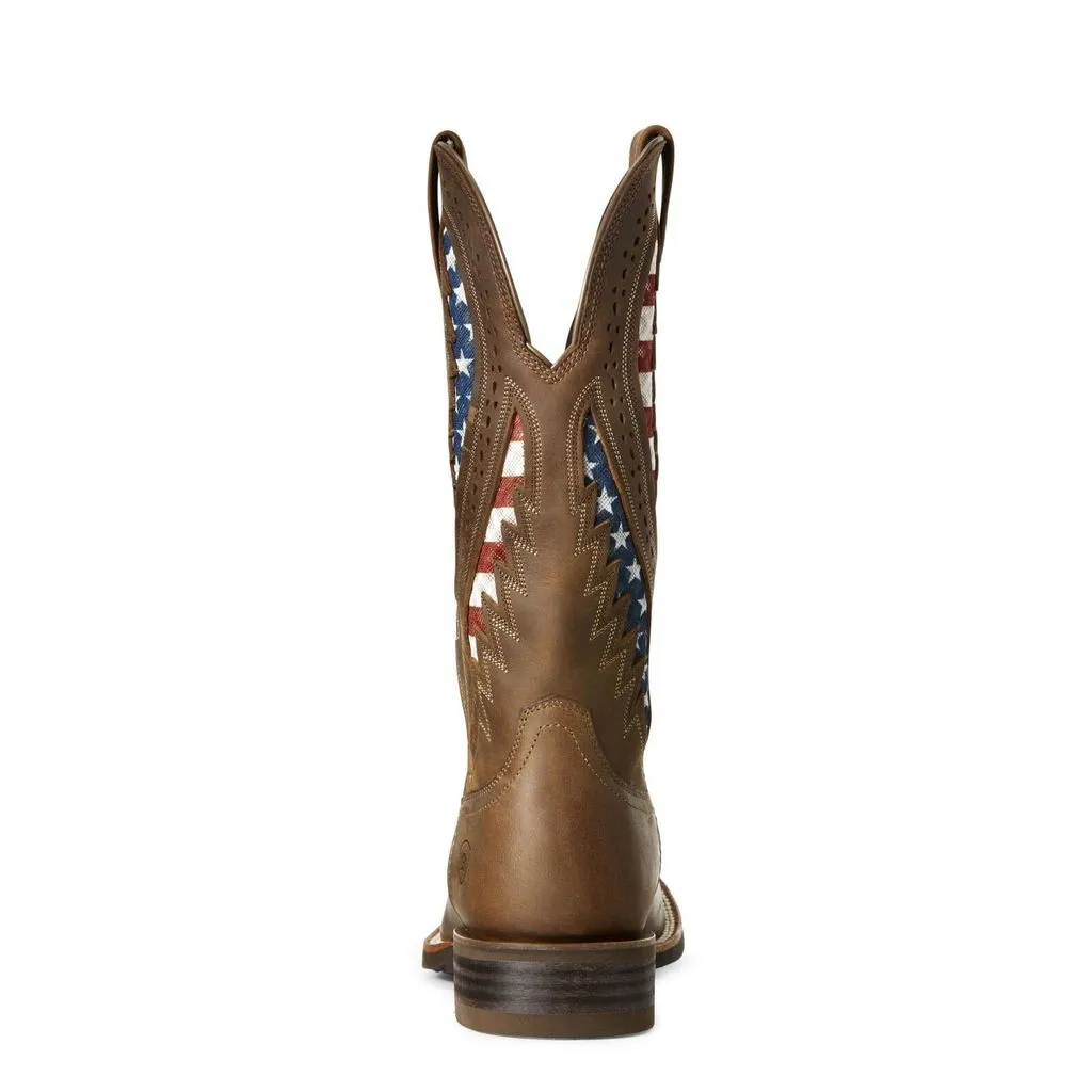 Daily Movement Ariat Men's Quickdraw VentTEK Brown Patriotic Flag Boots Style 10027165